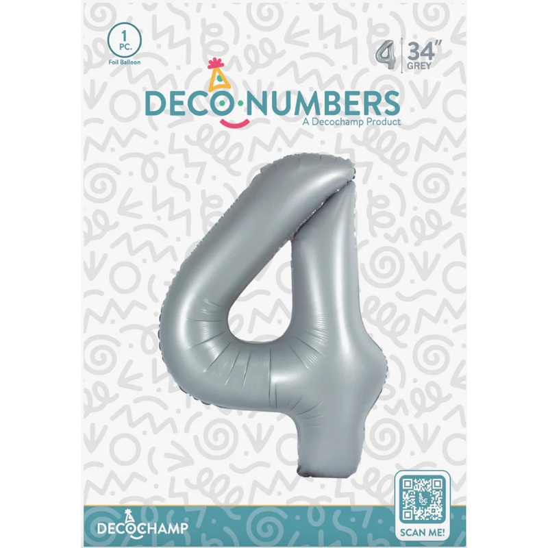 4 DecoNumber Grey 32178 - 34 in