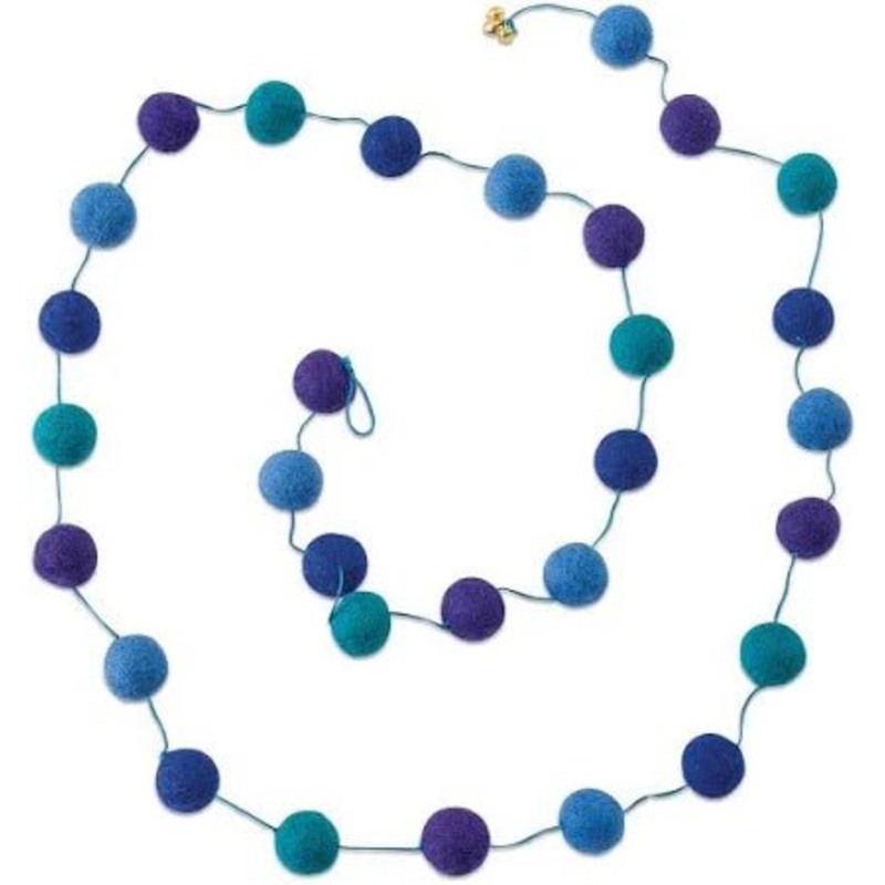 Blue and Green Pom Pom Garland 6' | 1ct
