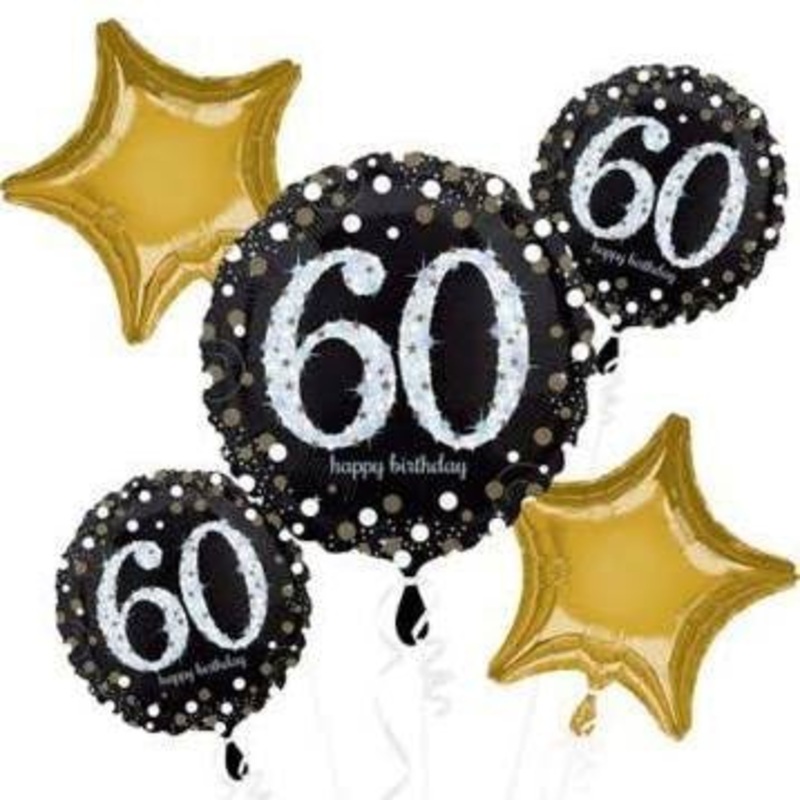 Sparkling 60 Balloon Bouquet | 5 pcs
