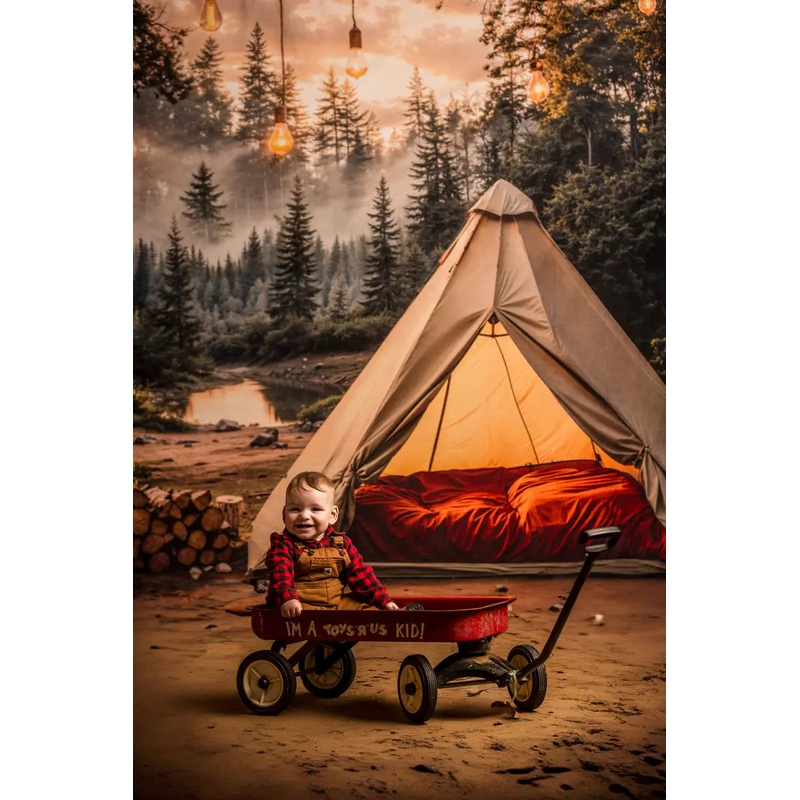 Kate Camping Forest Tent Lights Backdrop Designed by Emetselch Microfiber (Printed) Photo Kit