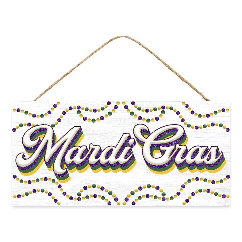 12.5" Retro Mardi Gras Bead Sign