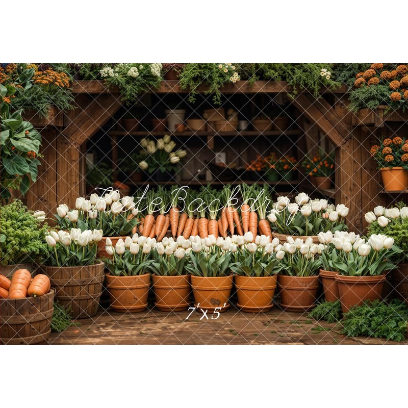 Kate Spring Rustic Flower Market Backdrop Designed by Emetselch Microfiber (Printed) 7x5ft - small kids sitting / cake smash