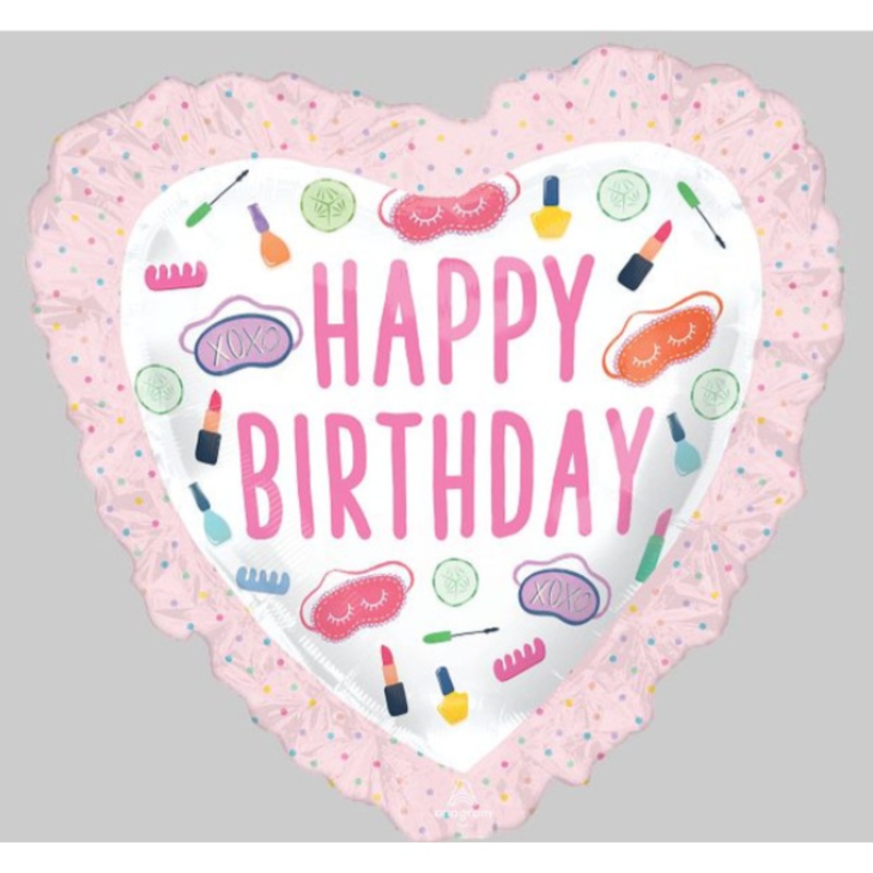 28" HBD Spa Party Inflated with Helium and Ribbon