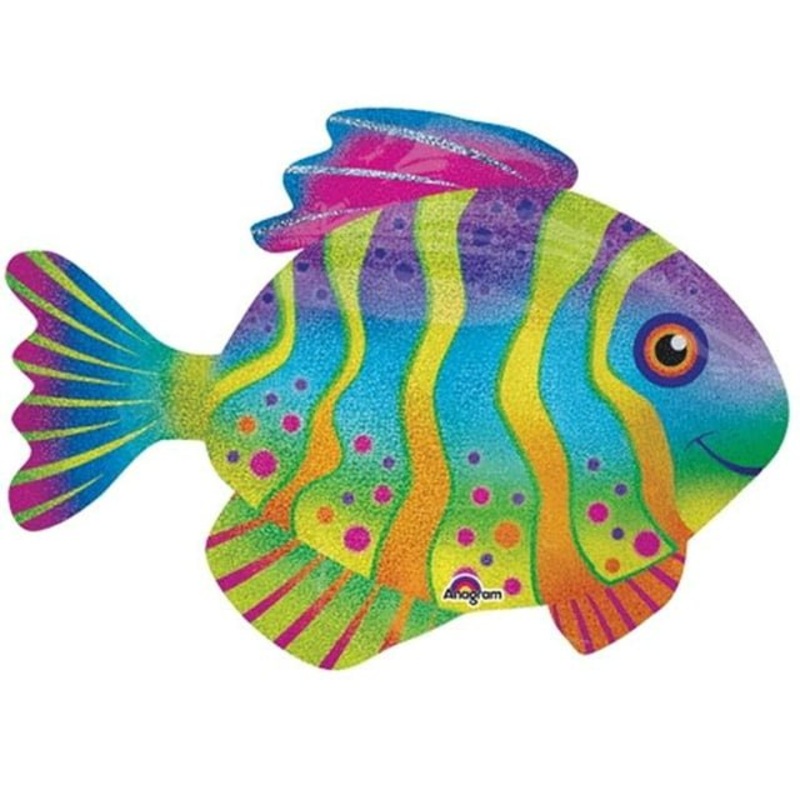 Colorful Fish Holographic SuperShape Mylar Balloon 33" | 1 ct
