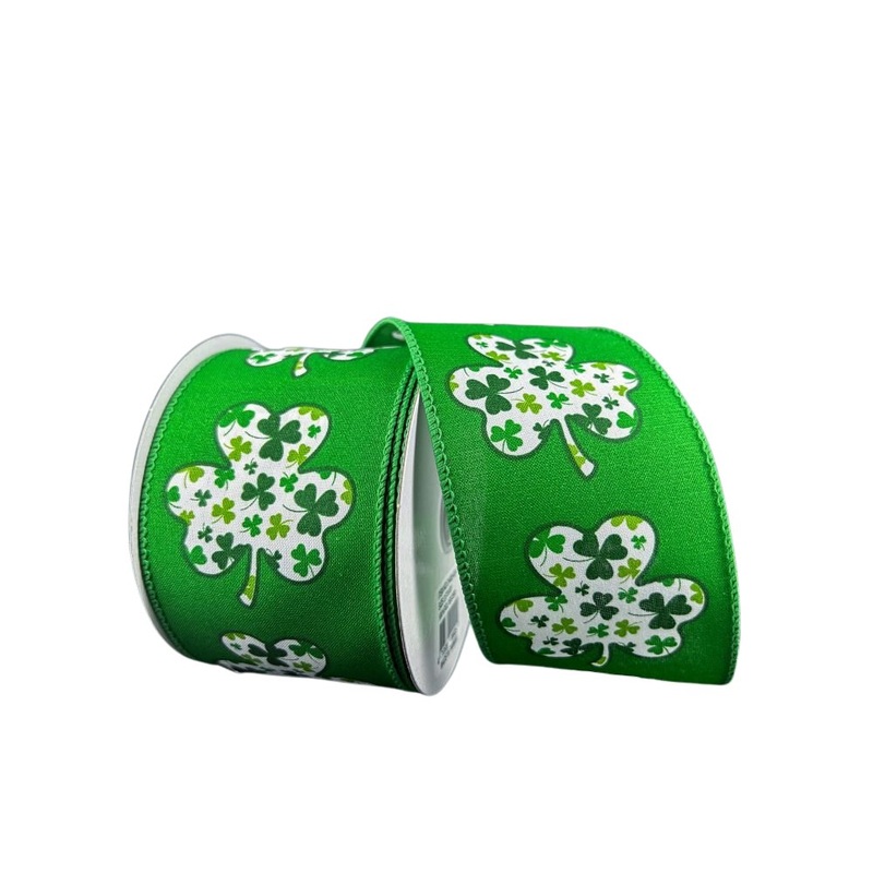 2.5" Shamrock Filled Ribbon - 10yds