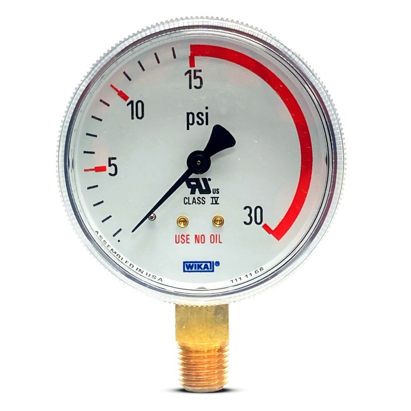 2 1/2 Chrome Plated Pressure Gauge - Dial Oxygen Service