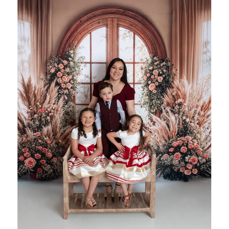 Kate Boho Wedding Floral Window Backdrop Designed by Emetselch Microfiber (Printed) 7x5ft - small kids sitting / cake smash