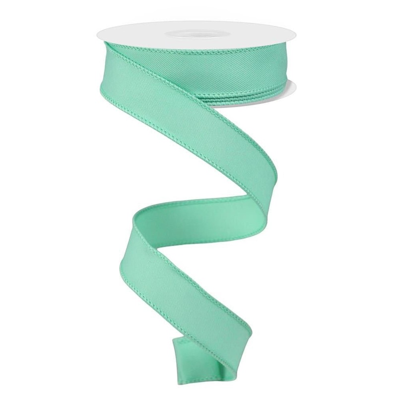 7/8" Diagonal Weave Fabric Ribbon: Mint