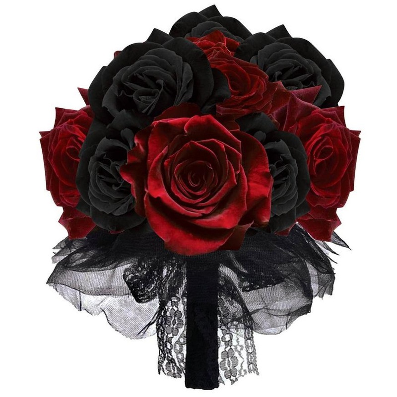 Black & Red Fabric Rose Bouquet | 1 ct