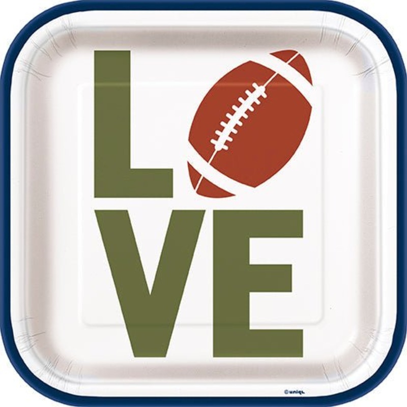 Football Tailgate Square Plate 7" | 8 ct