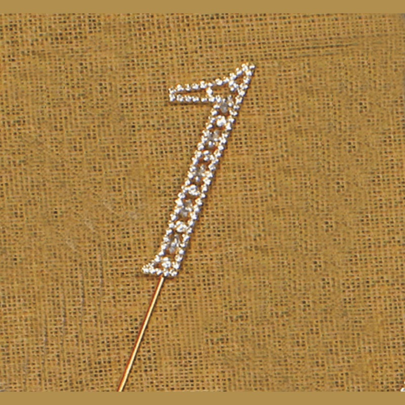 #1 Rhinestone Gold Cake Topper 3.75
