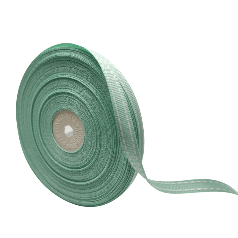ALLURA STITCHED | AQUA WITH WHITE | 10MM | 25MTR