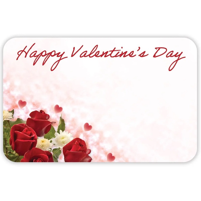 Happy Valentines Day Roses & Floating Hearts Enclosure Cards (S4R2) | 50 Count