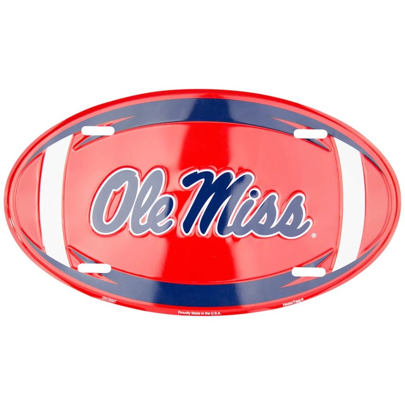 University of Mississippi Ole Miss Embossed Metal Oval License Plate