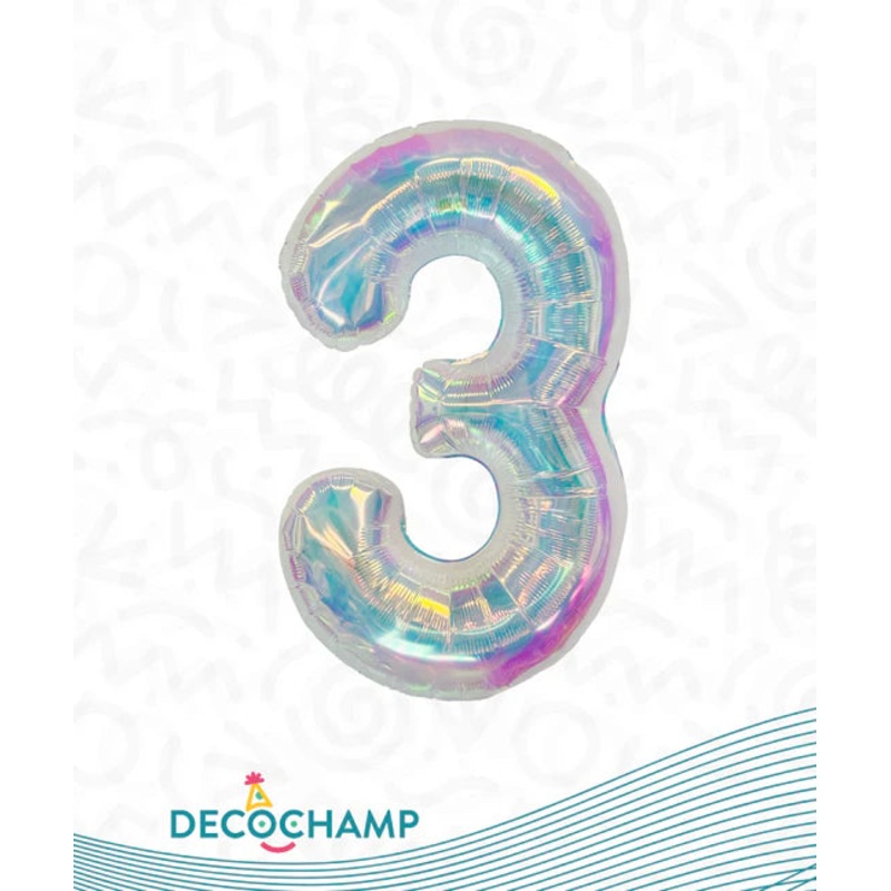 Deco Number 3 Iridescent 322506