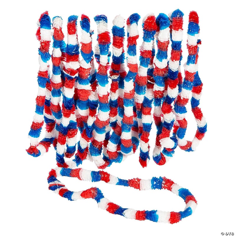 Plastic Patriotic Tri-Color Leis  | 12pcs