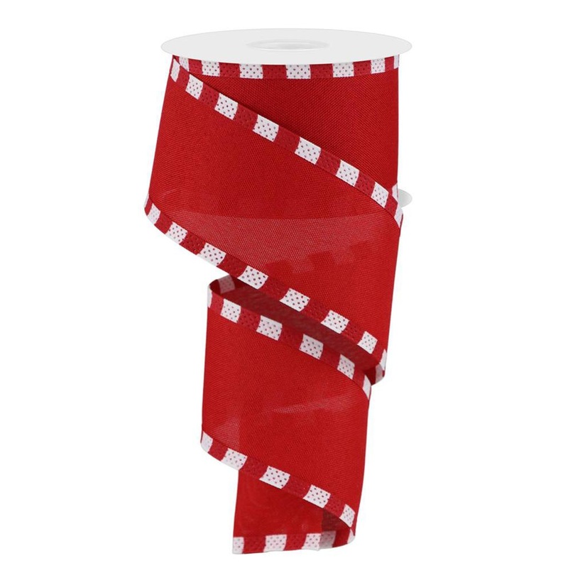 2.5" Solid Red/Stripe Edge Ribbon - 10yds