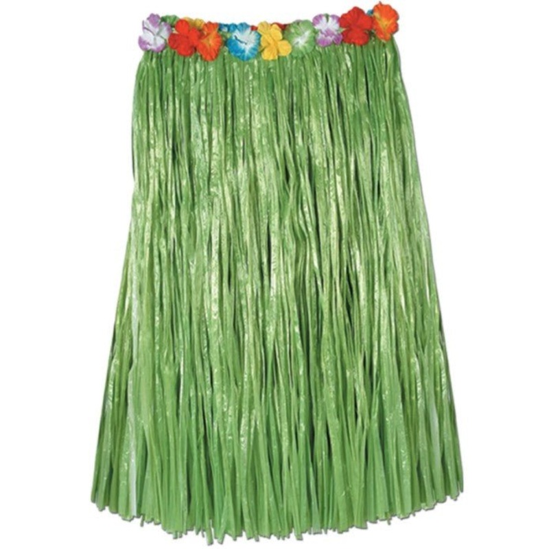 Green w/ Flowers Hula Skirt | Adult