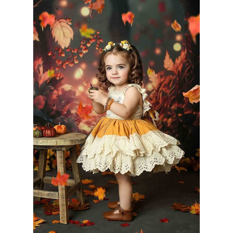 Kate Autumn Forest Glow Backdrop Designed by Angela Miller 7x5ft - small kids sitting / cake smash Microfiber (Printed)