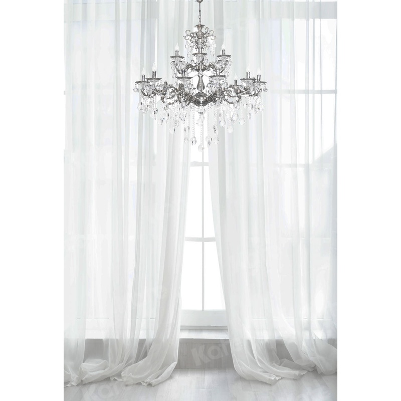 Kate White Yarn Crystal Chandelier Backdrop Designed by Uta Mueller Photography 5x7ft(1.5x2.2m) Microfiber (Printed)