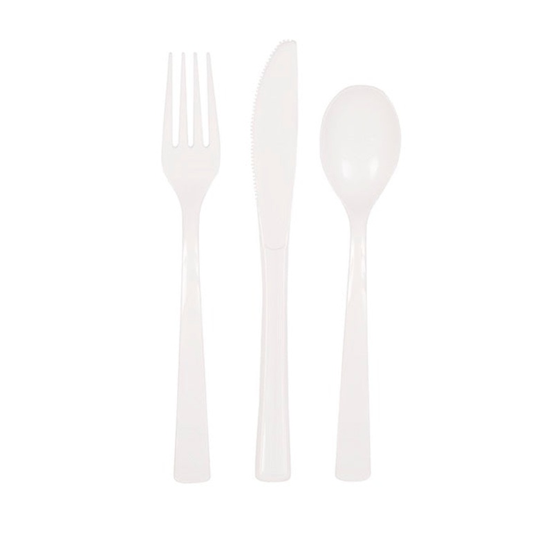 White Assorted Plastic Cutlery 18ct