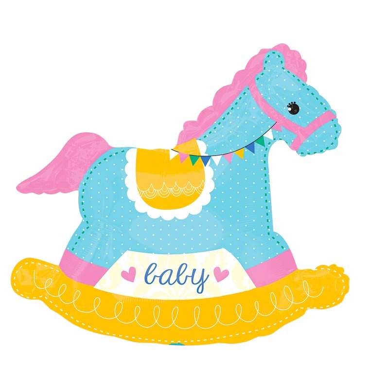 Baby Pink Rocking Horse Balloon Helium-Filled (local only)