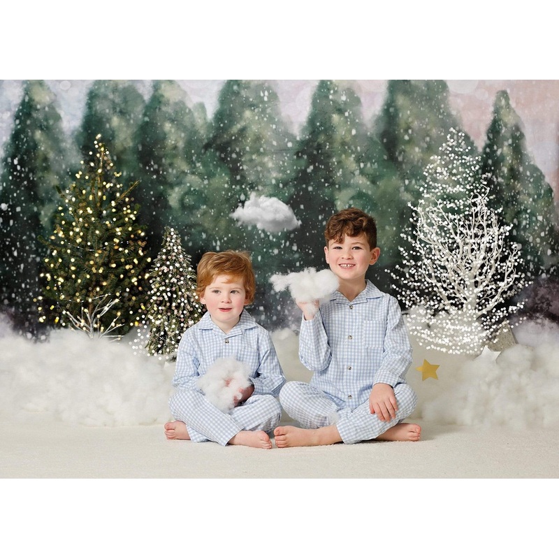Kate Winter Snowy Forest Backdrop for Photography Designed by Modest Brushes 7x5ft - small kids sitting / cake smash Microfiber (Printed)