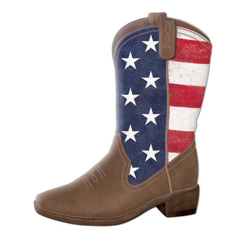 12.5" Metal American Flag Cowboy Boot