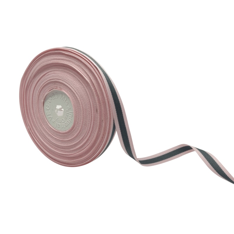 VEGA STRIPES | PINK & GREY | 10MM | 25MTR