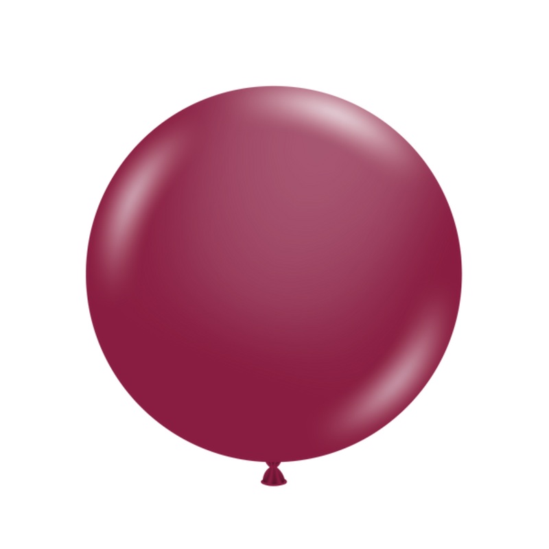 11" Tuftex Sangria Inflated with Helium and Ribbon