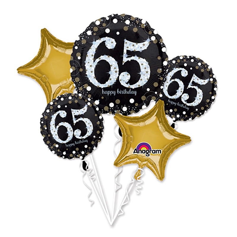 65 Years Old Sparkling Birthday Balloon Bouquet