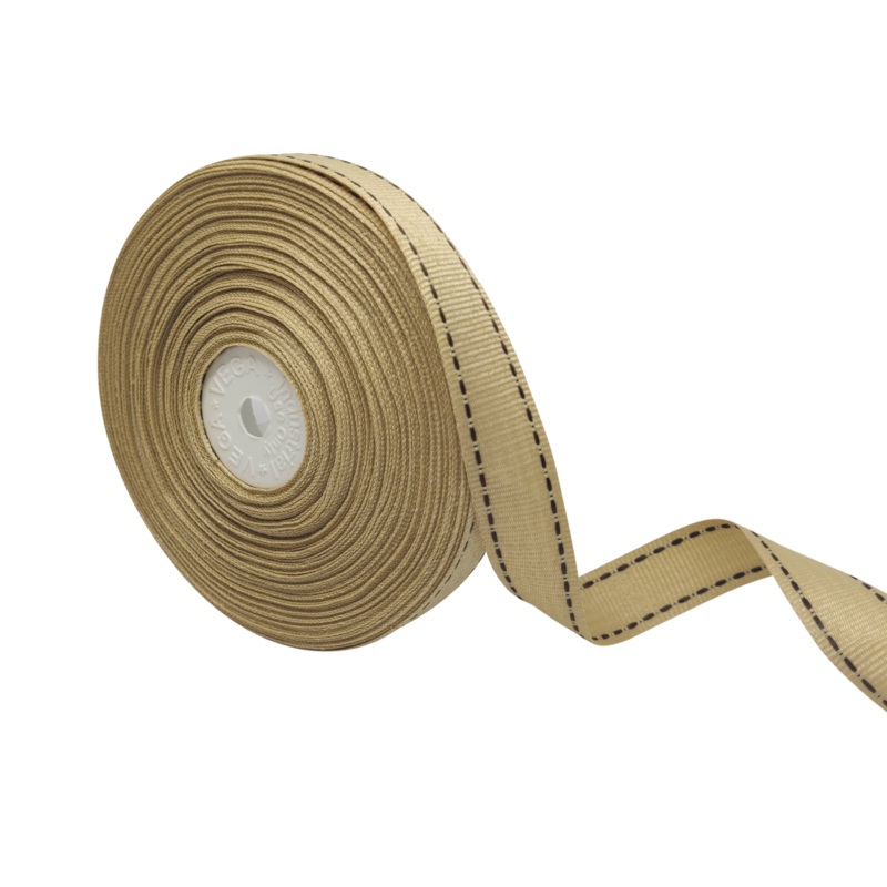 ALLURA STITCHED | BEIGE WITH BROWN | 20MM | 25MTR
