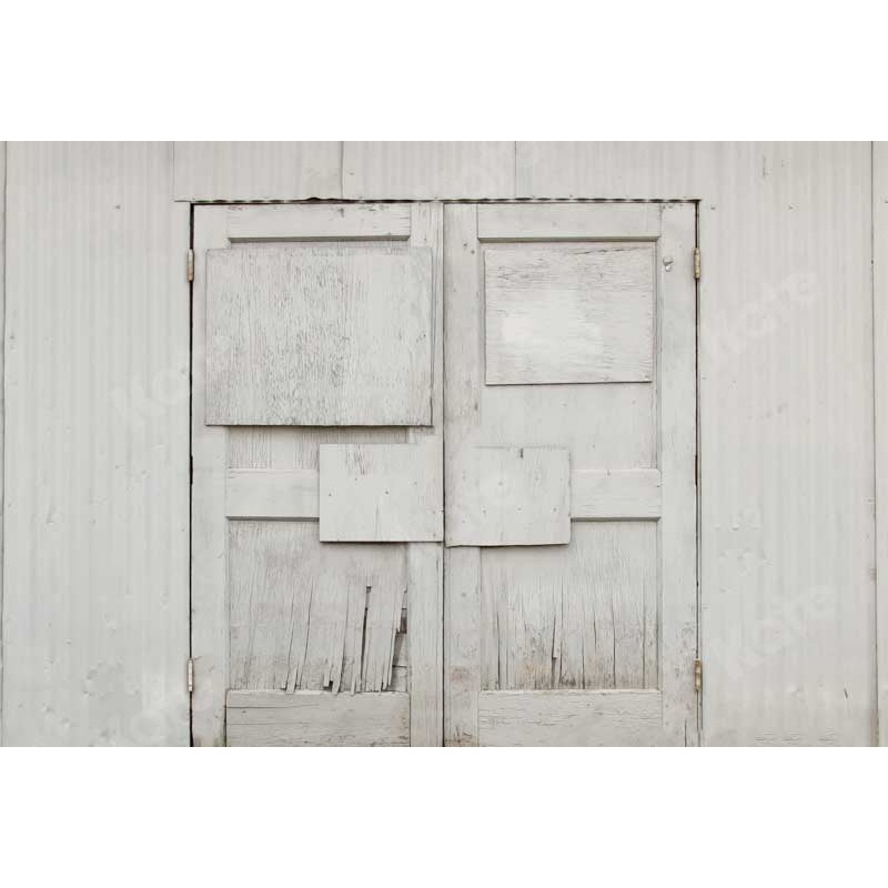 Kate White Wooden Door Backdrop Vintage Designed by GQ 5x3ft - newborns and babies Microfiber (Printed)