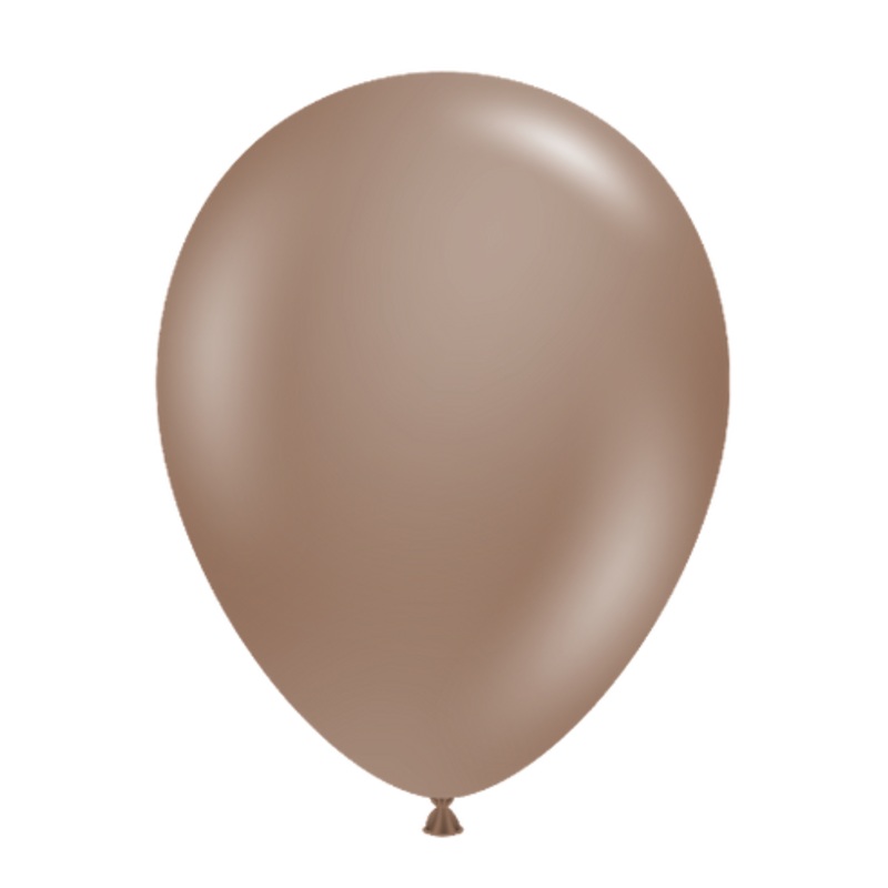 11" Tuftex Cocoa Brown Inflated with Helium and Ribbon