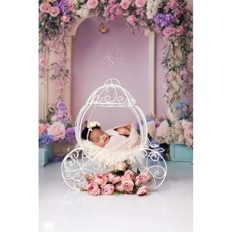 Kate Spring Wedding Floral Arch Pink Backdrop Designed by Emetselch Microfiber (Printed) 7x5ft - small kids sitting / cake smash