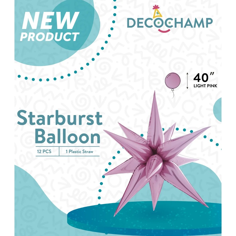 Starburst Foil Balloons Light Pink 40