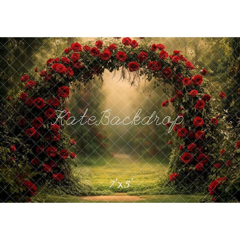 Kate Valentine Rose Arch Garden Backdrop Designed by Emetselch Microfiber (Printed) 7x5ft - small kids sitting / cake smash
