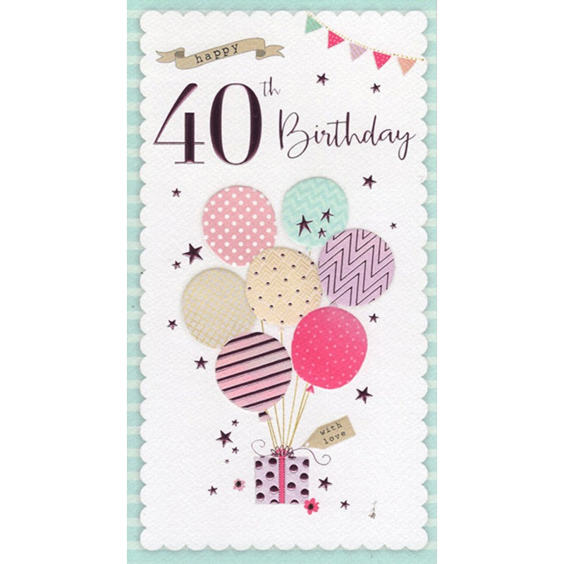 40th Birthday Card - Contemporary Palladium Design