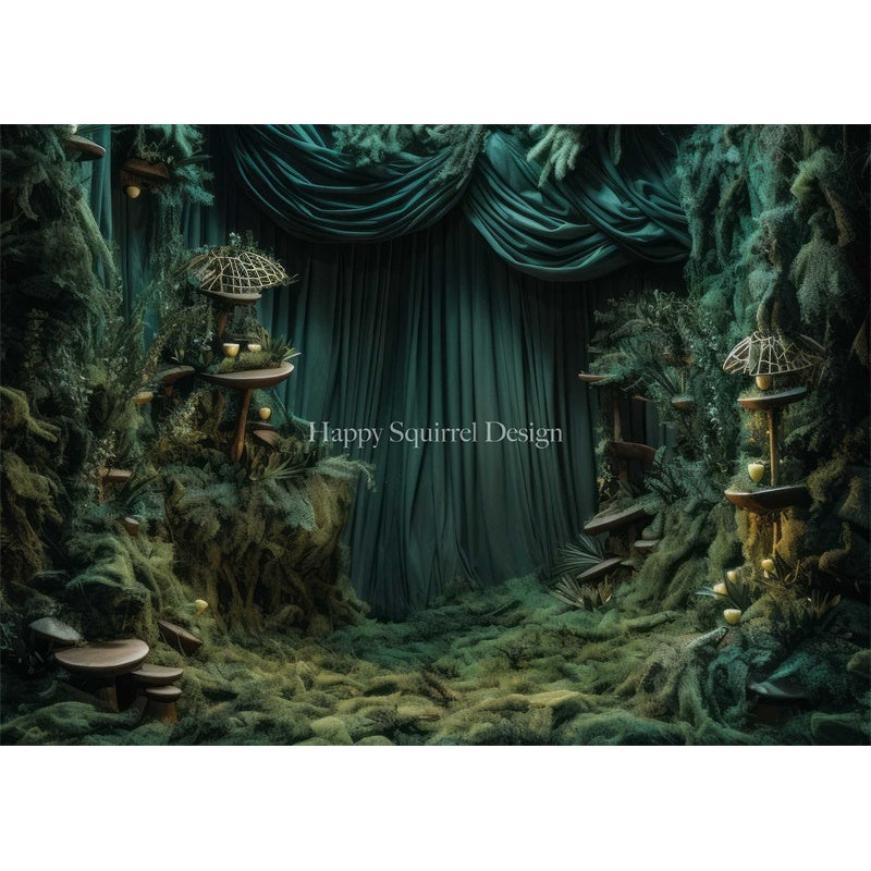 Kate Witch's Greenwood Miracle Backdrop Designed by Happy Squirrel Design 7x5ft - small kids sitting / cake smash Microfiber (Printed)