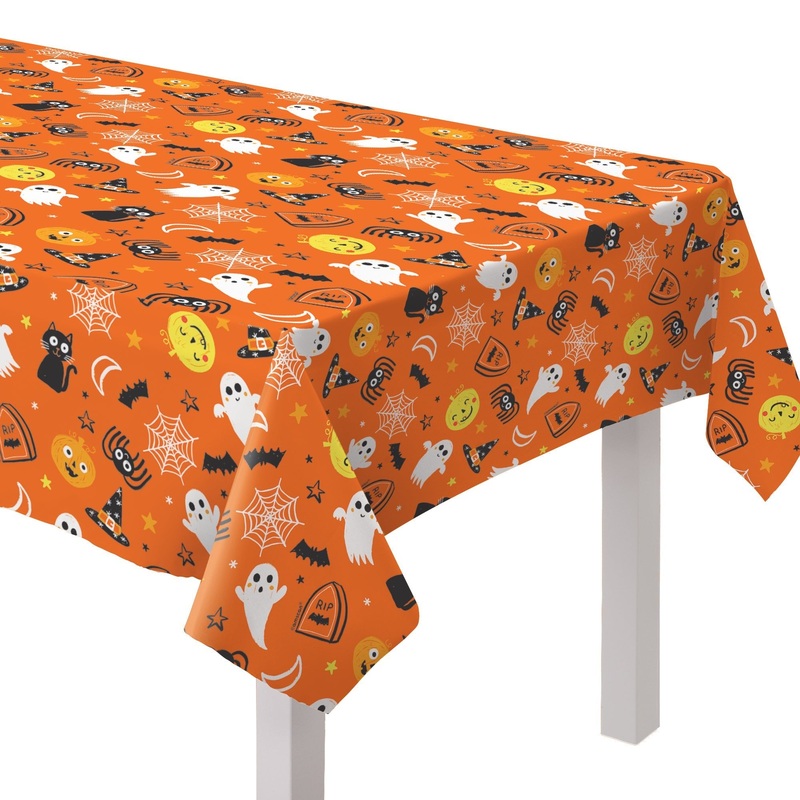 Spooky Friends Halloween Flannel-Backed Vinyl Tablecloth, 54in x 108in | 1ct