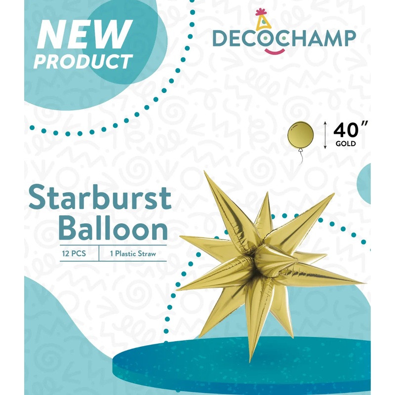 Starburst Foil Balloons Gold 40