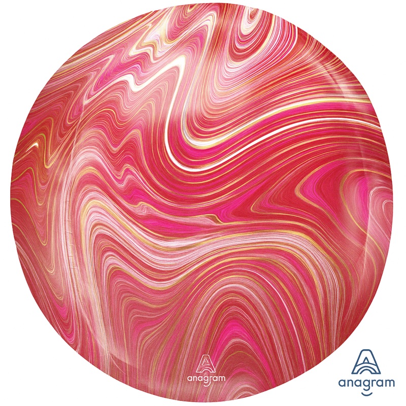 Red & Pink Marble Orbz 15" | 1ct