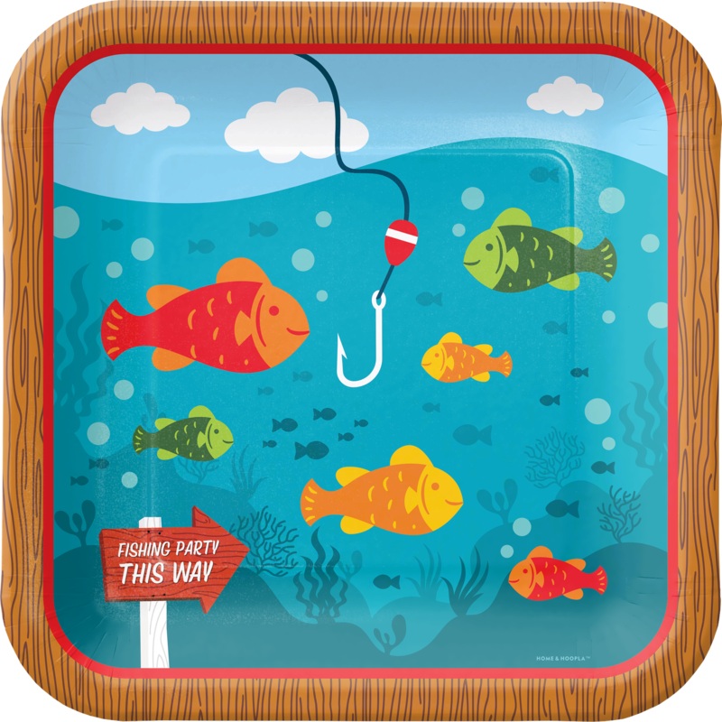 Fisherman Square Paper Dinner Plates (16 Count)