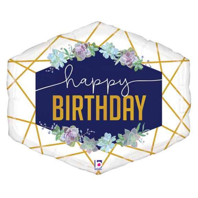 Birthday Geo Navy Supershape Balloon 30"  | 1ct.