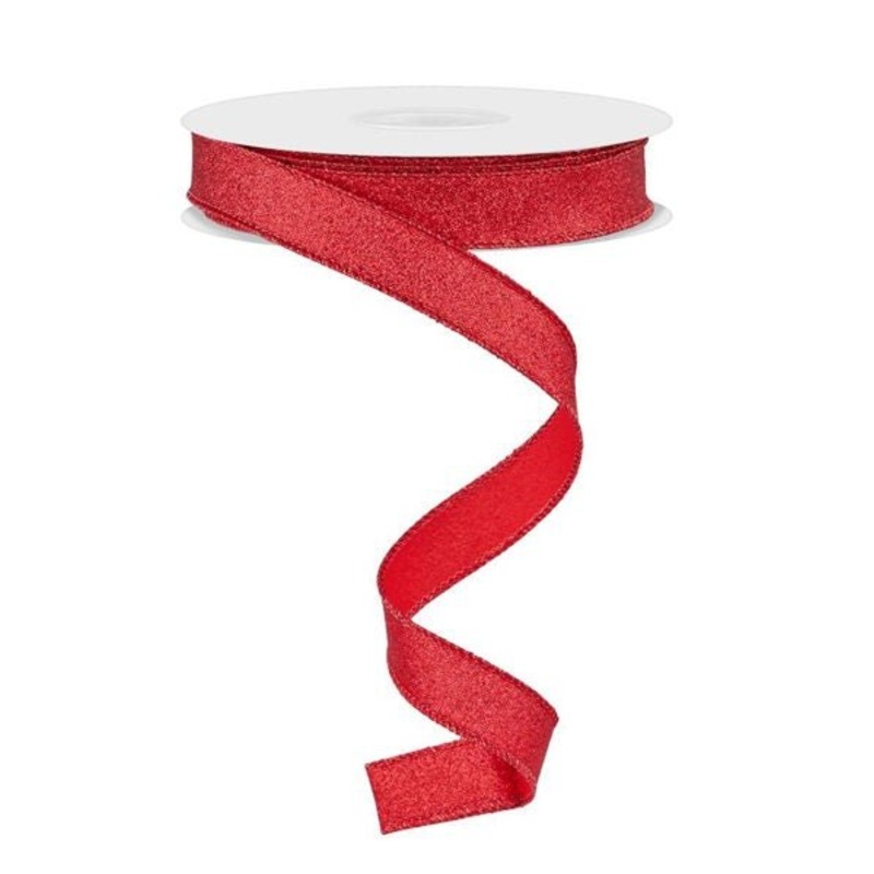 5/8" Shimmer Glitter Ribbon: Red - 10yds