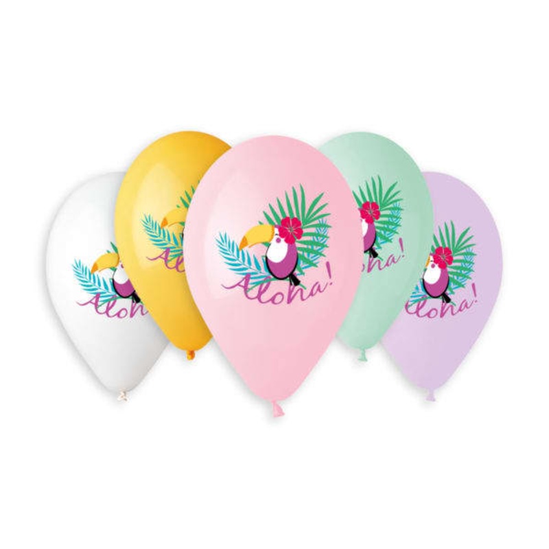 Aloha Toucan Printed 13 Latex Balloons (50 count)