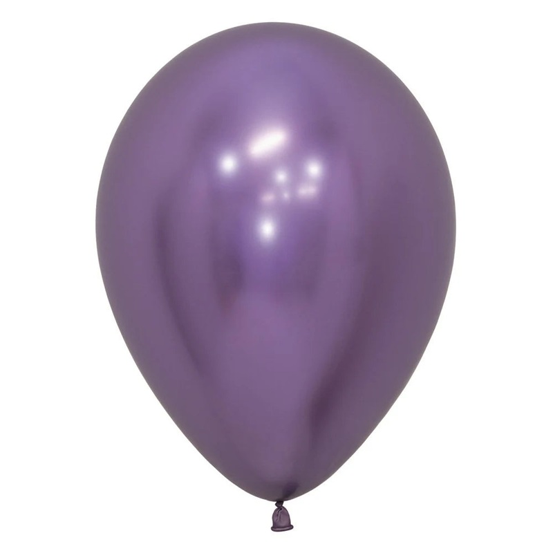11" Sempertex Reflex Violet Inflated with Helium and Ribbon