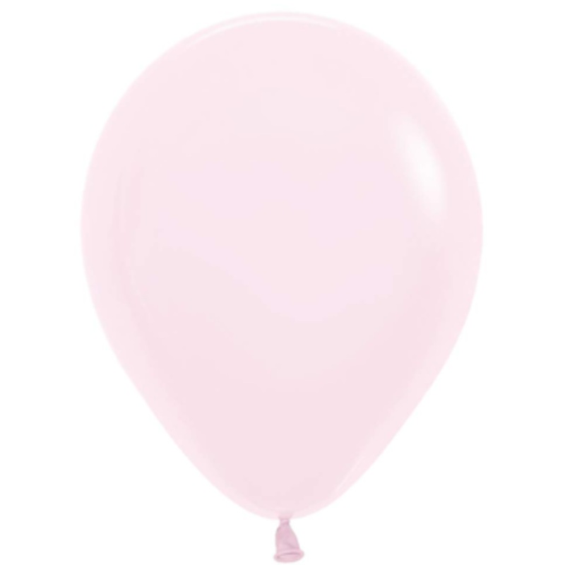 11" Betallatex Matte Pastel Pink Inflated with Helium and Ribbon