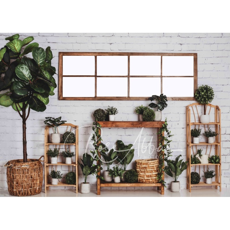 Kate White Greenhouse Backdrop Mommy and Me Spring Designed By Rose Abbas 5x3ft - newborns and babies Microfiber (Printed)