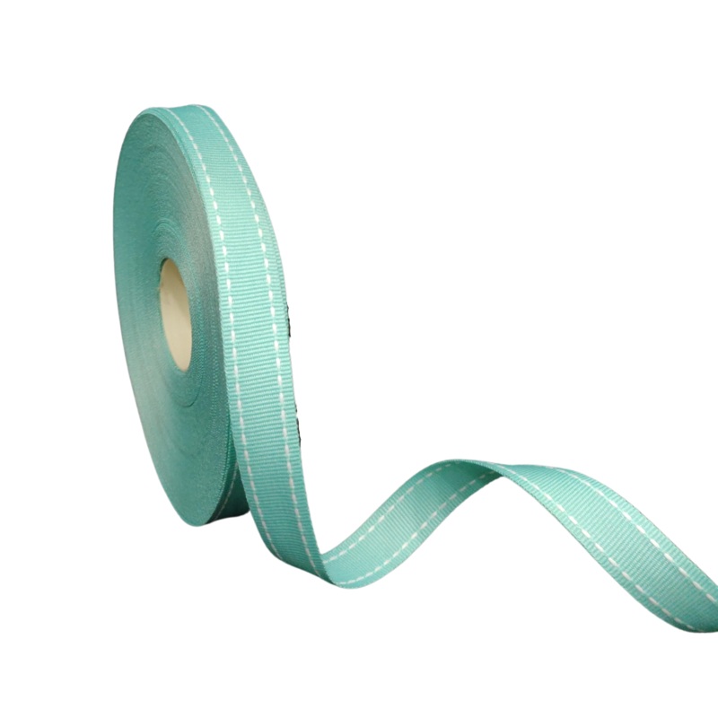 ALLURA STITCHED | AQUA WITH WHITE | 15MM | 25MTR
